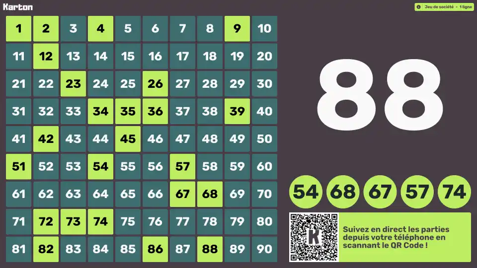 Page de projection de l'application